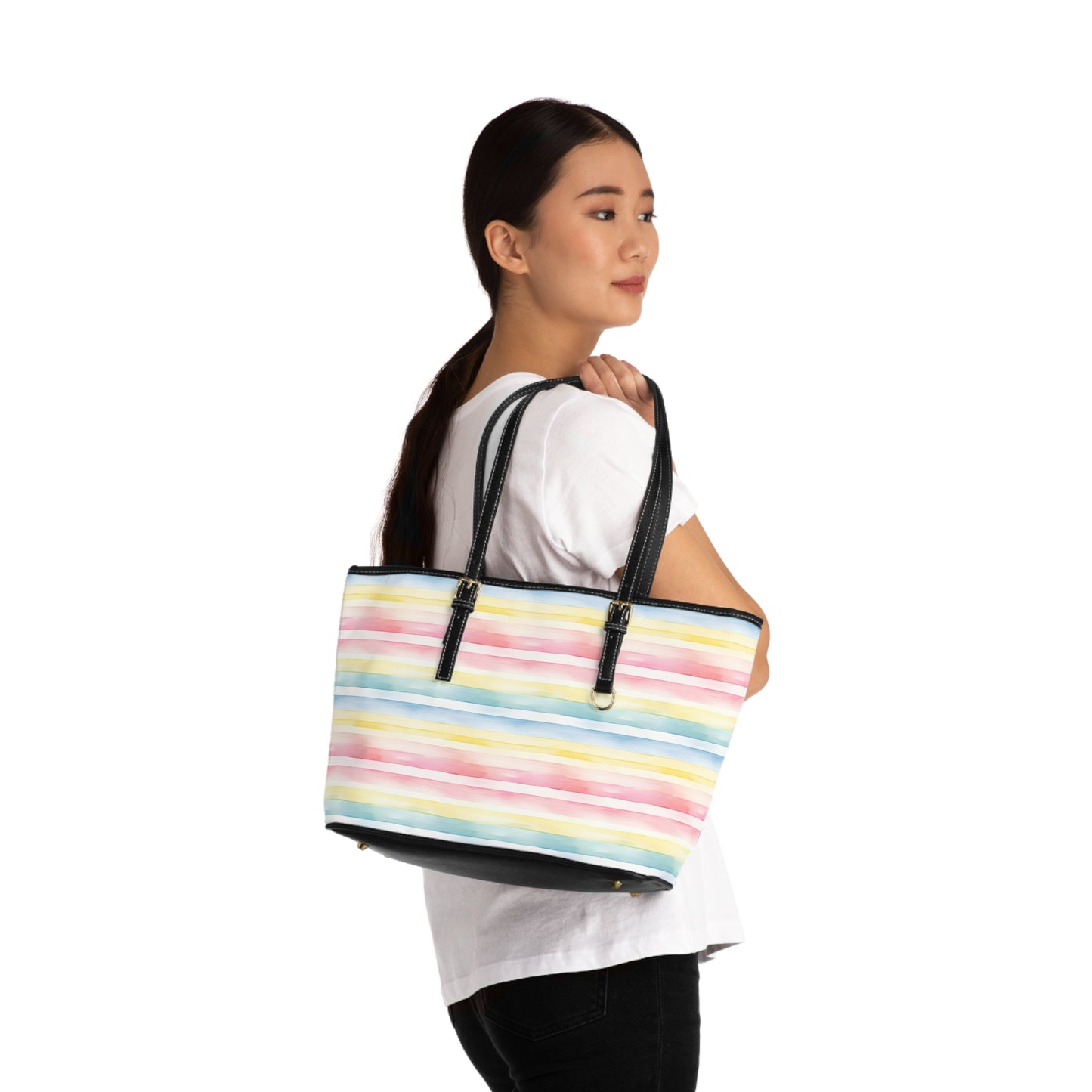 Pastel Watercolor Stripe Shoulder Bag
