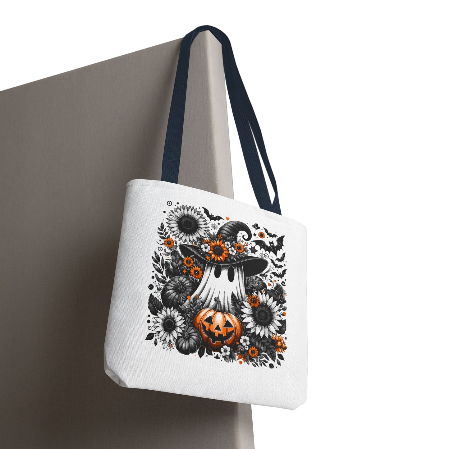Whimsical Halloween Tote Bag, Pumpkin Ghost Design,