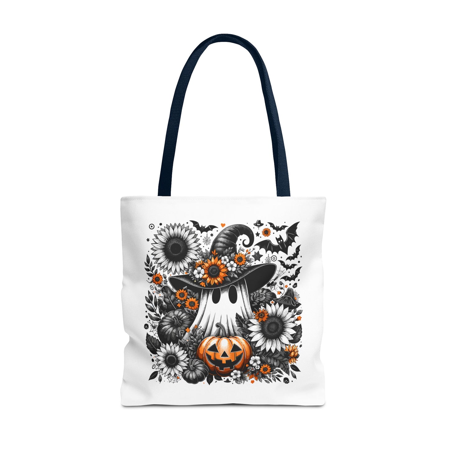 Whimsical Halloween Tote Bag, Pumpkin Ghost Design,