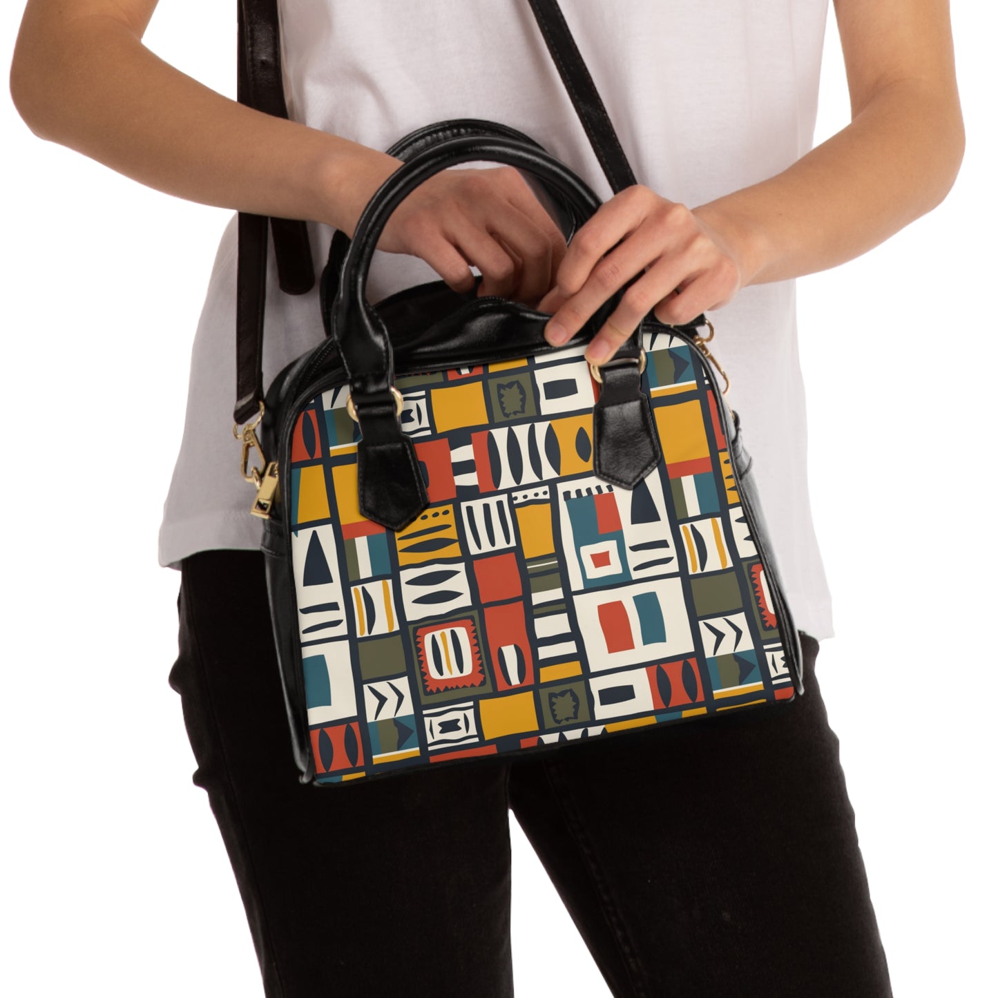 Geometric Tribal Print Shoulder Handbag