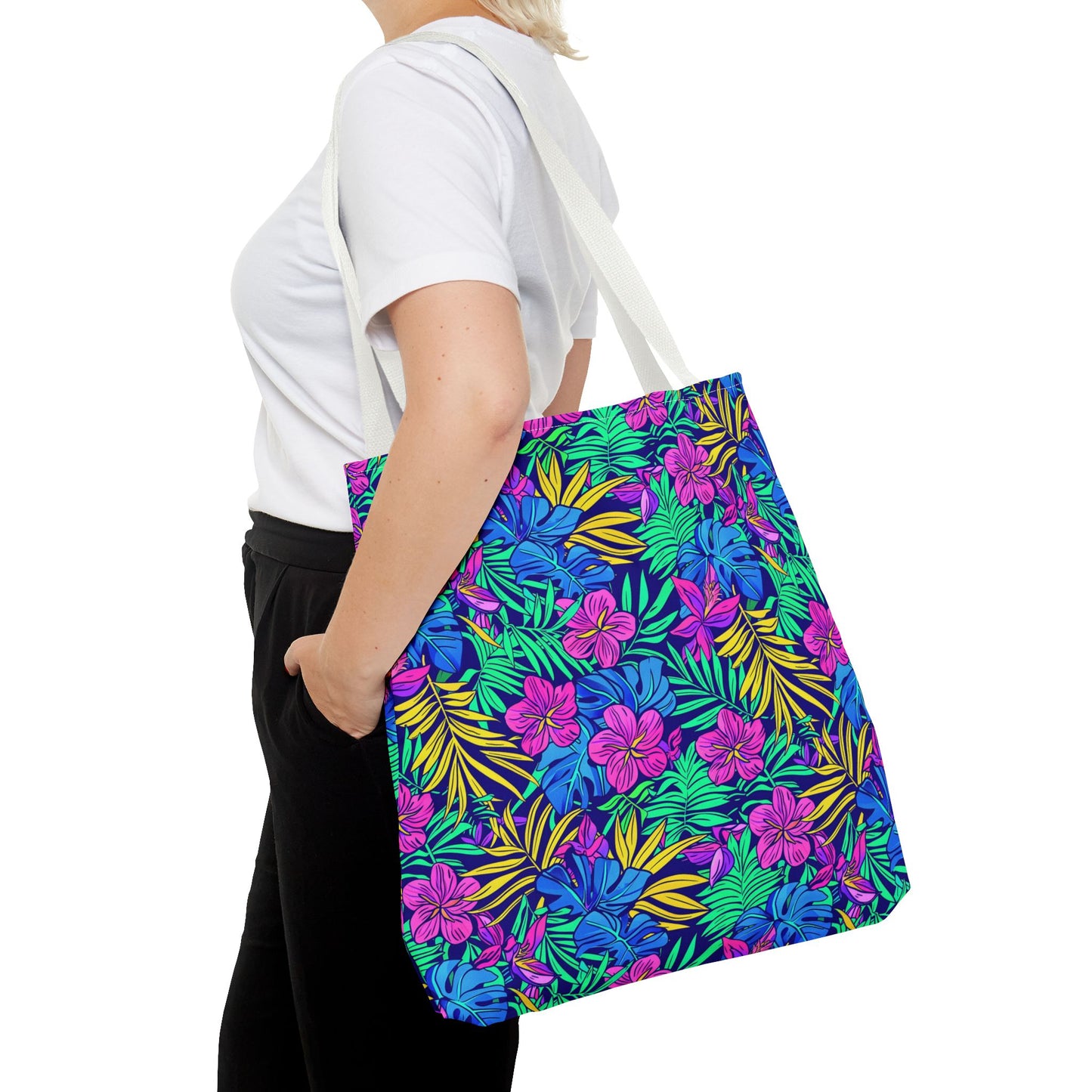 Tropical Floral Tote Bag, Beach Bag, Shopping Tote