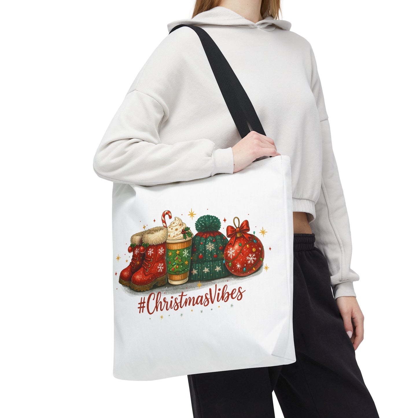 Christmas Vibes Tote Bag for Holiday Shopping