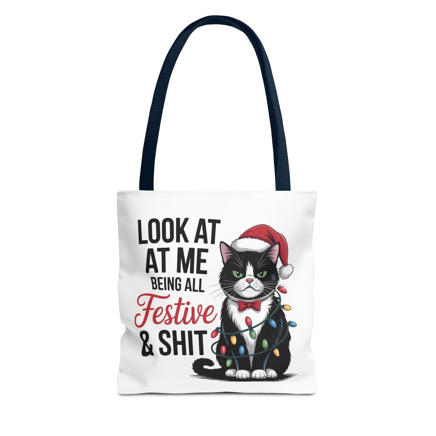 Funny Festive Cat Tote Bag