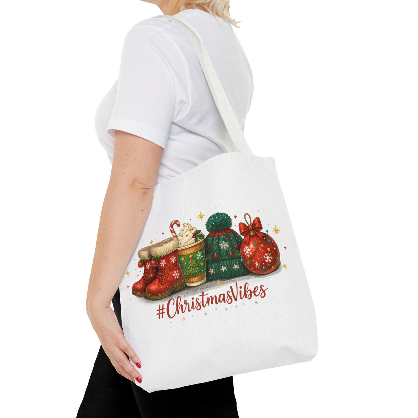 Christmas Vibes Tote Bag for Holiday Shopping