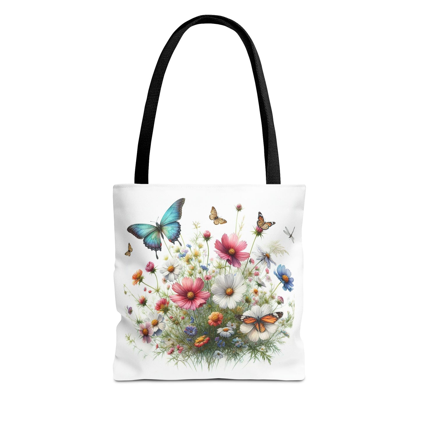 Vibrant Floral Tote Bag, Butterfly Print