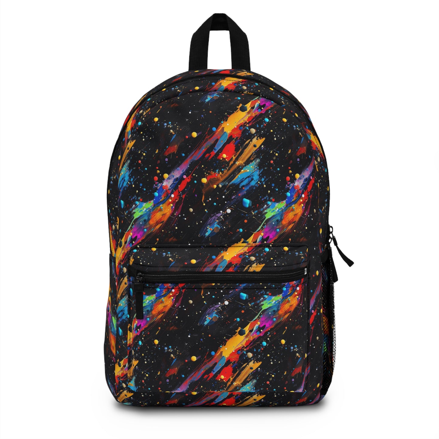 Colorful Galaxy Backpack on a Black Background