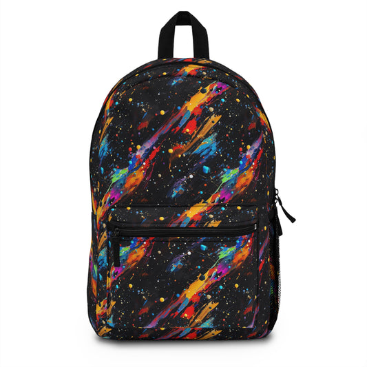 Colorful Galaxy Backpack on a Black Background