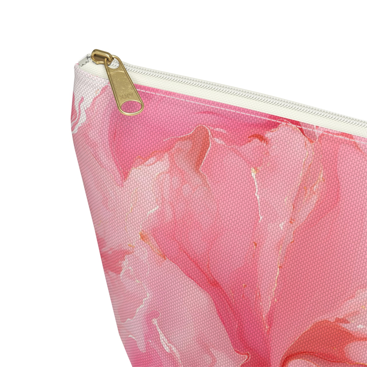 Pink Marble Cosmetic Pouch — Floral Swirl Accessory Bag