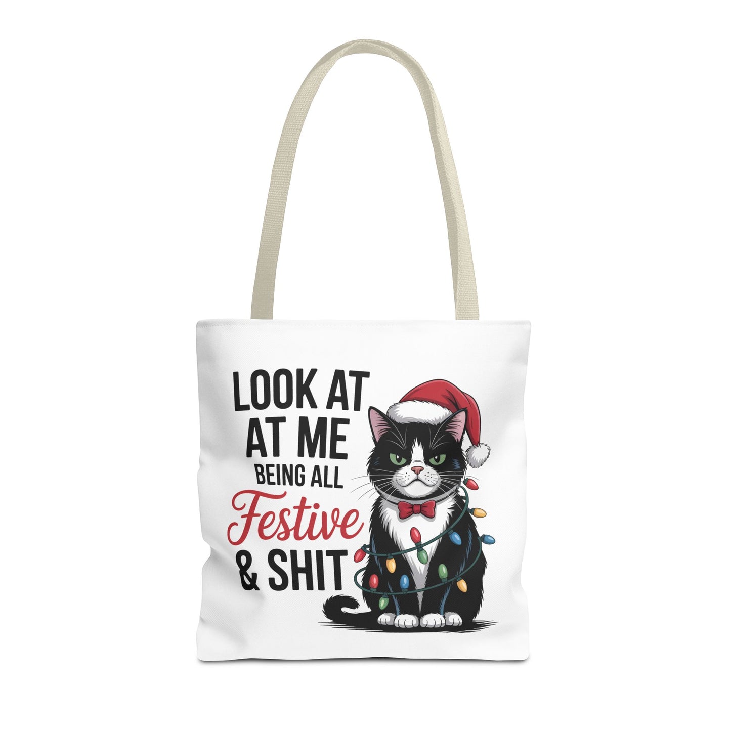 Funny Festive Cat Tote Bag