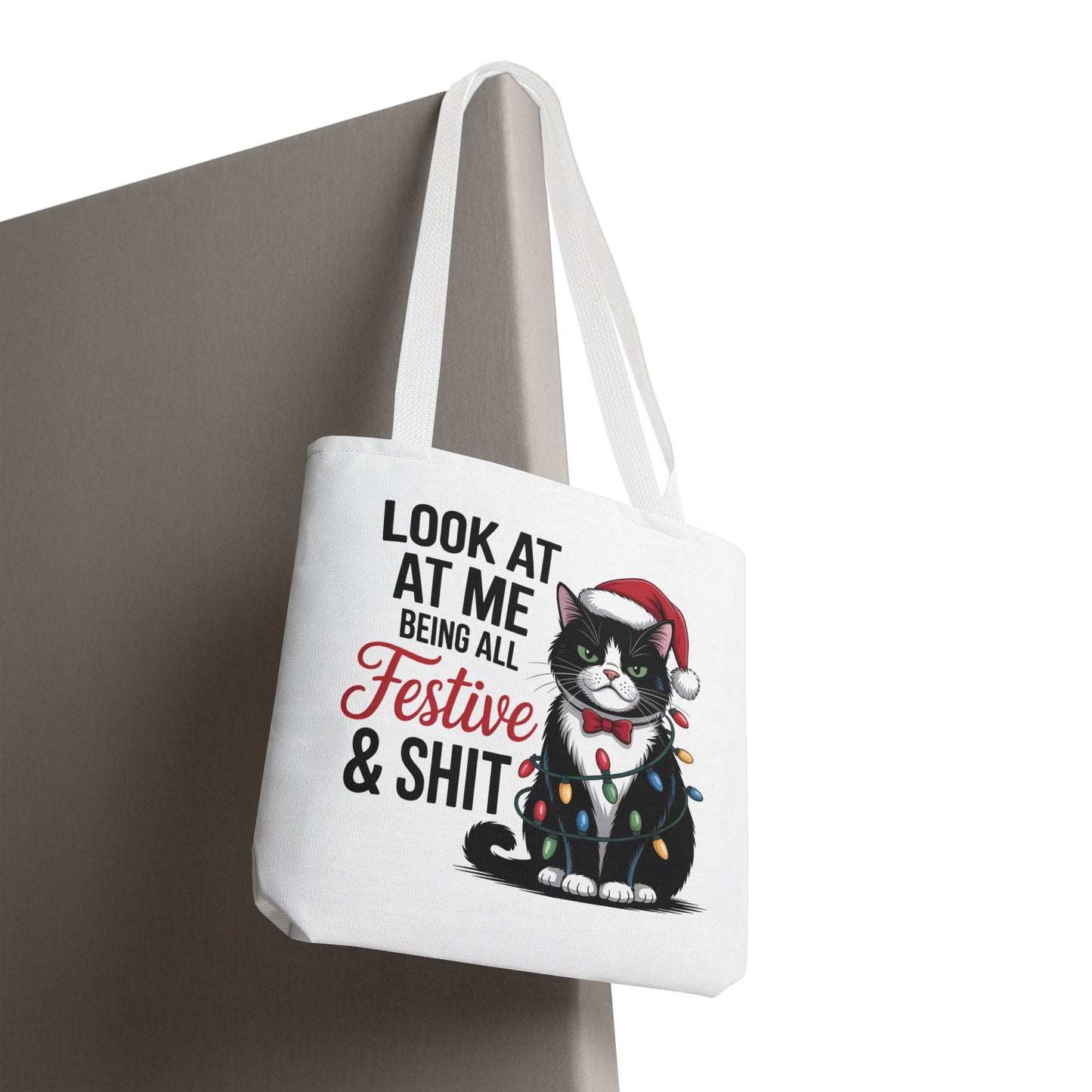 Funny Festive Cat Tote Bag