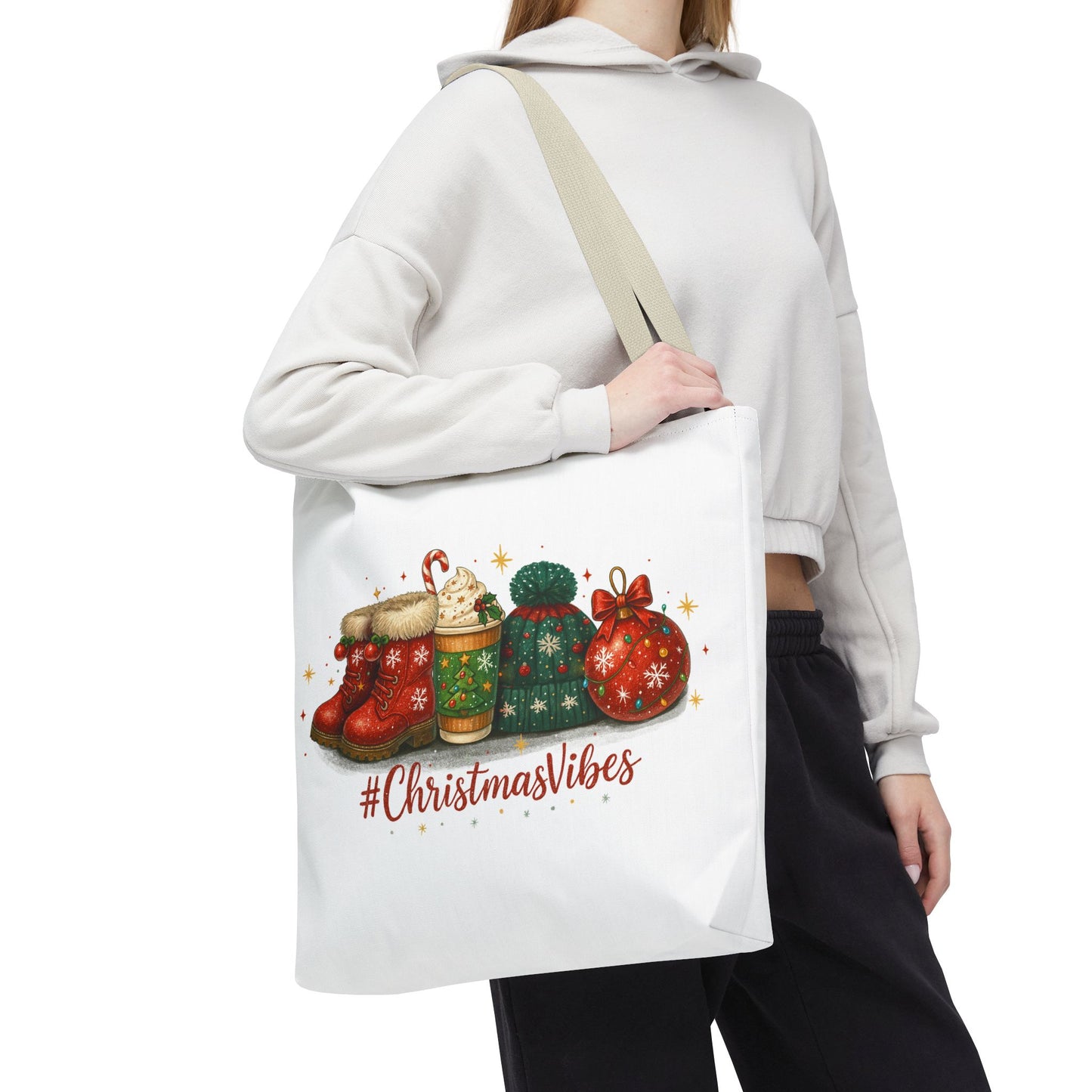 Christmas Vibes Tote Bag for Holiday Shopping