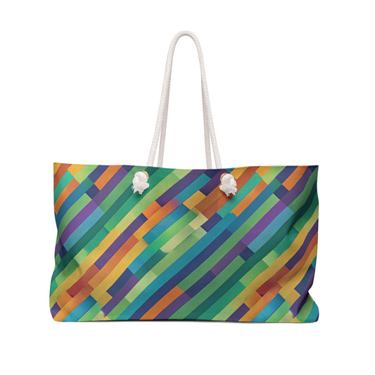 Vibrant Geometric Weekender Bag for Travel, Beach, Gym