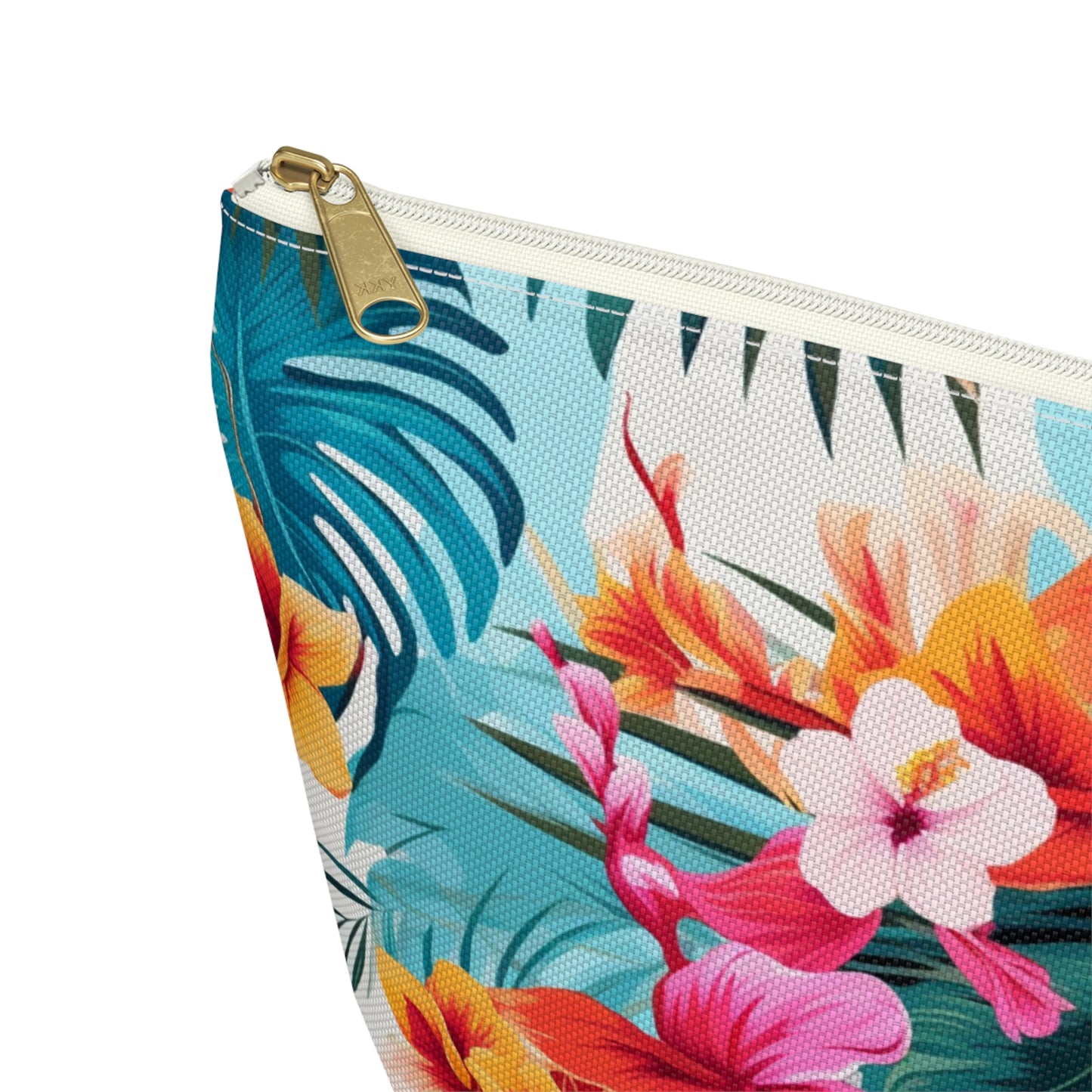 Tropical Floral Accessory Pouch – Hawaiian Makeup Bag with T‑Bottom