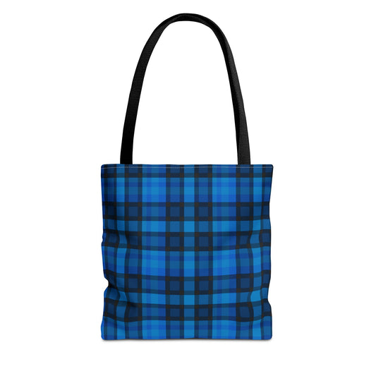 Blue Plaid Tote Bag, Gift for Her or Him,