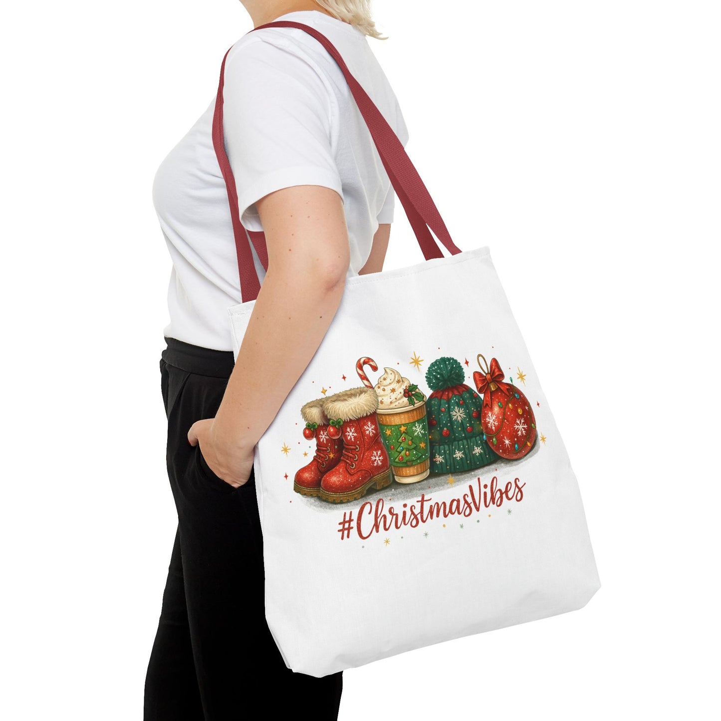 Christmas Vibes Tote Bag for Holiday Shopping