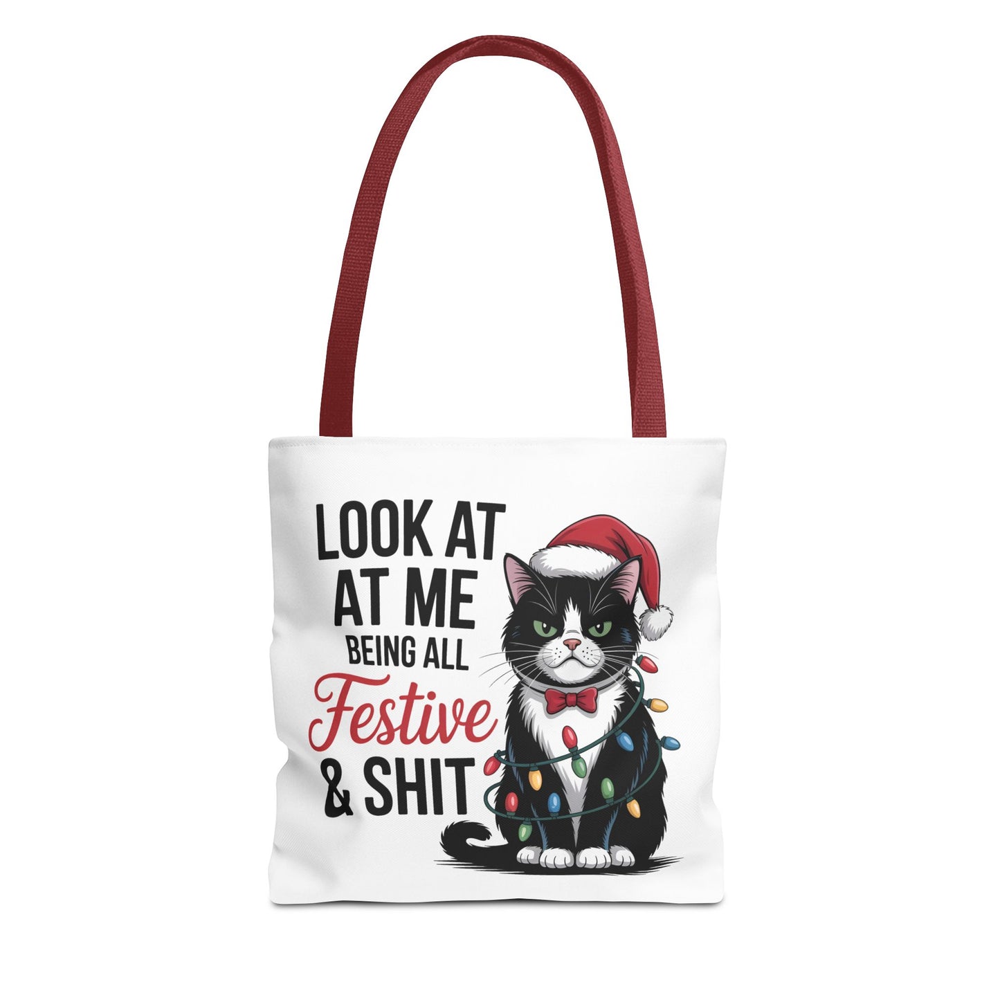 Funny Festive Cat Tote Bag