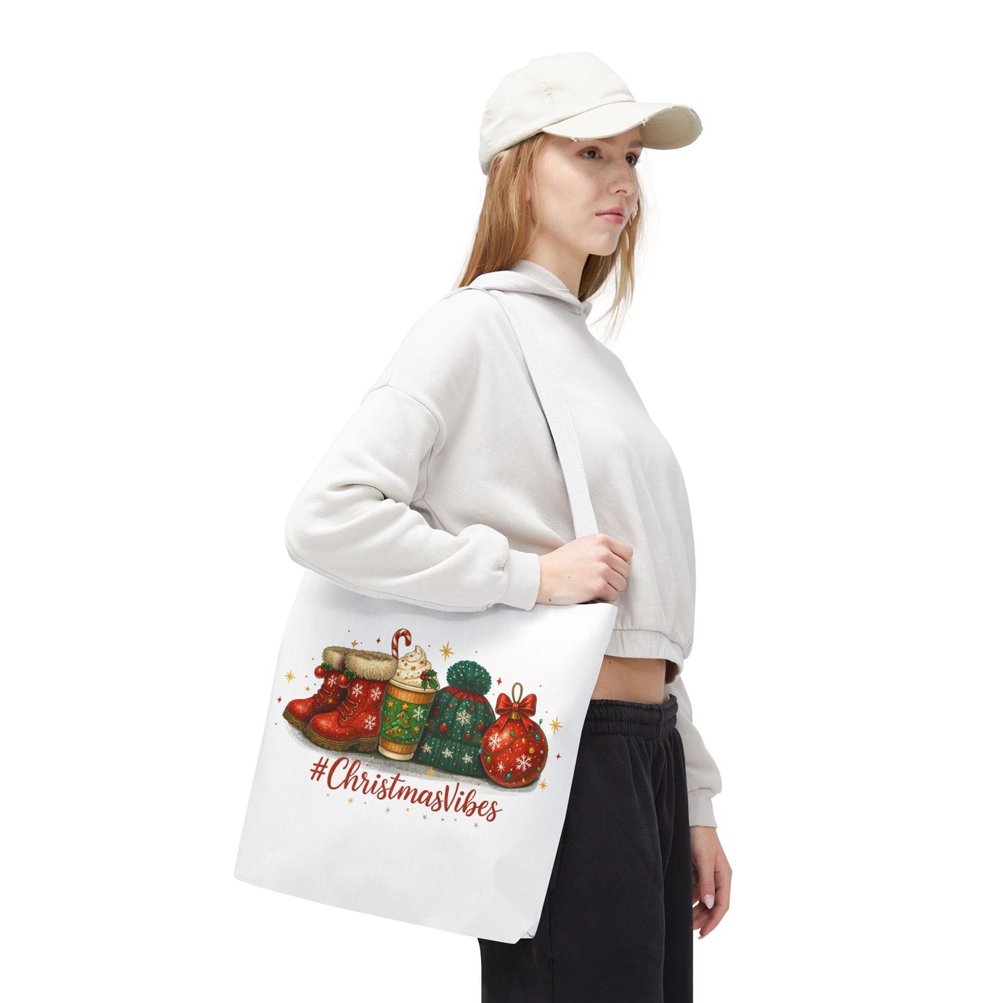 Christmas Vibes Tote Bag for Holiday Shopping