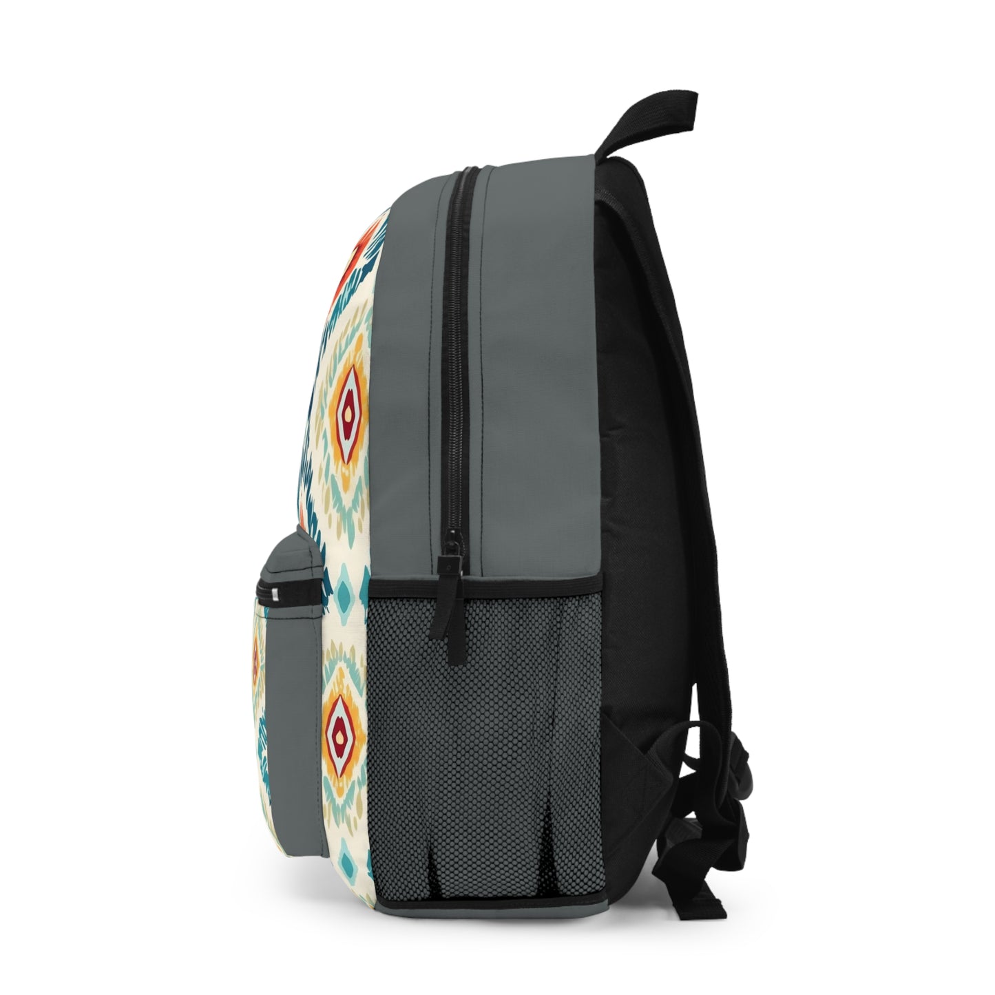 Colorful Pattern Highlights the Grey Backpack