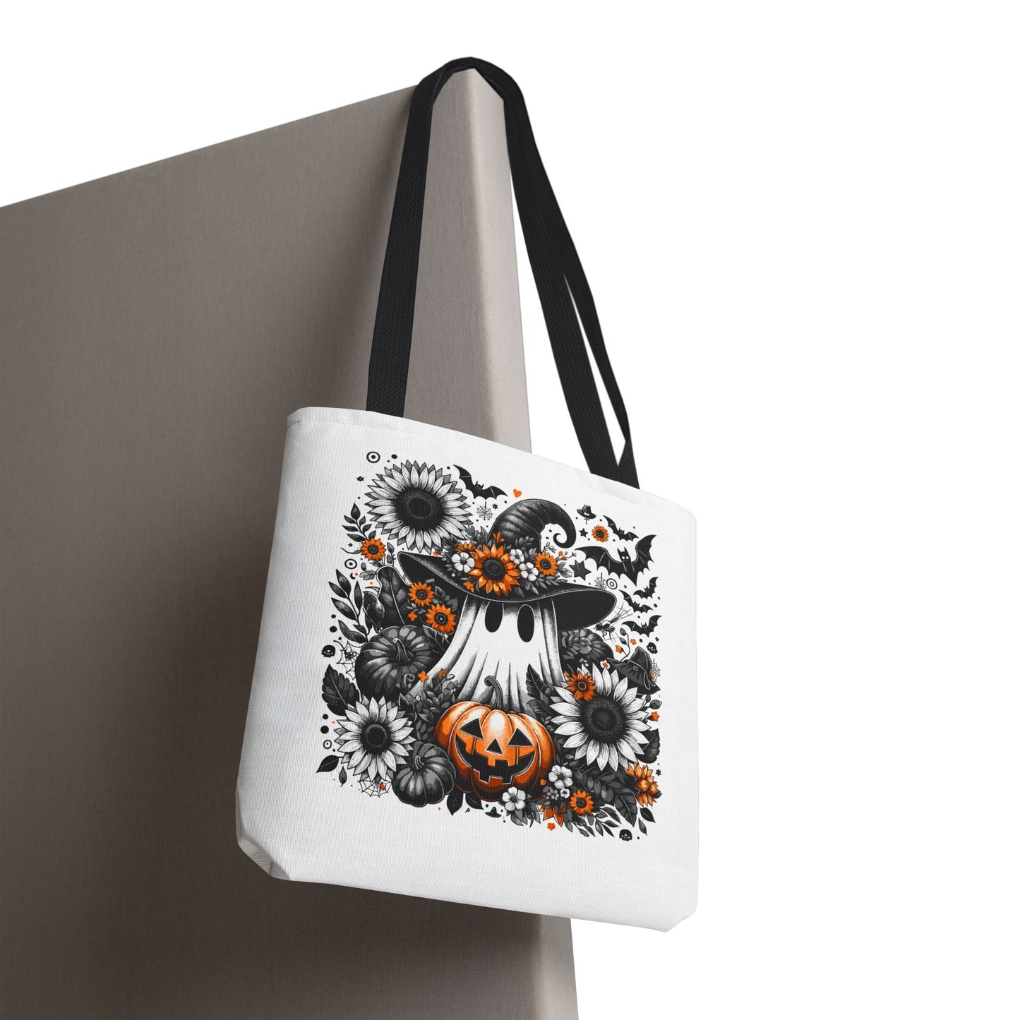 Whimsical Halloween Tote Bag, Pumpkin Ghost Design,