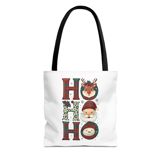 Cute Santa and Reindeer Design Festive Holiday Tote Bag