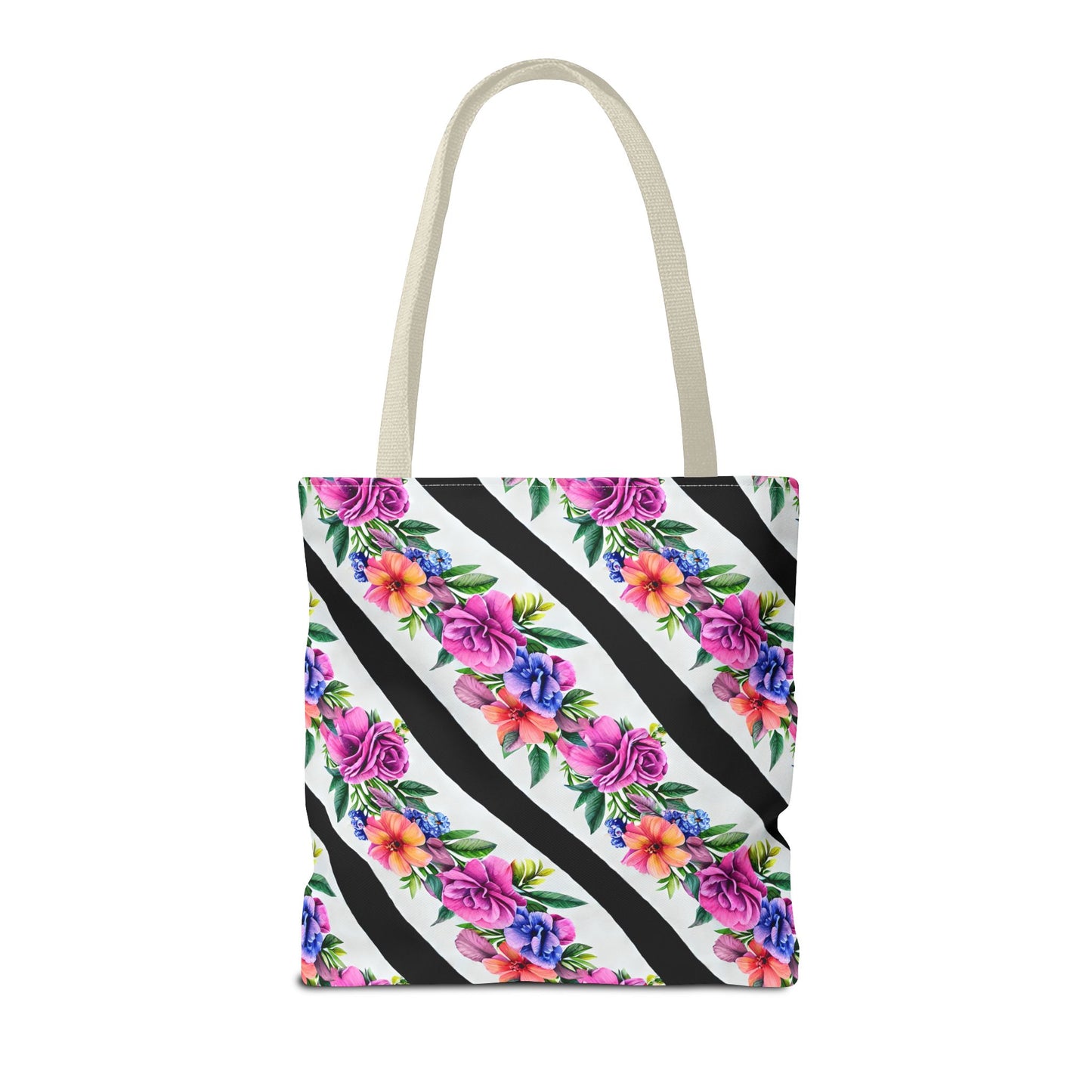 Floral Stripe Tote Bag,
