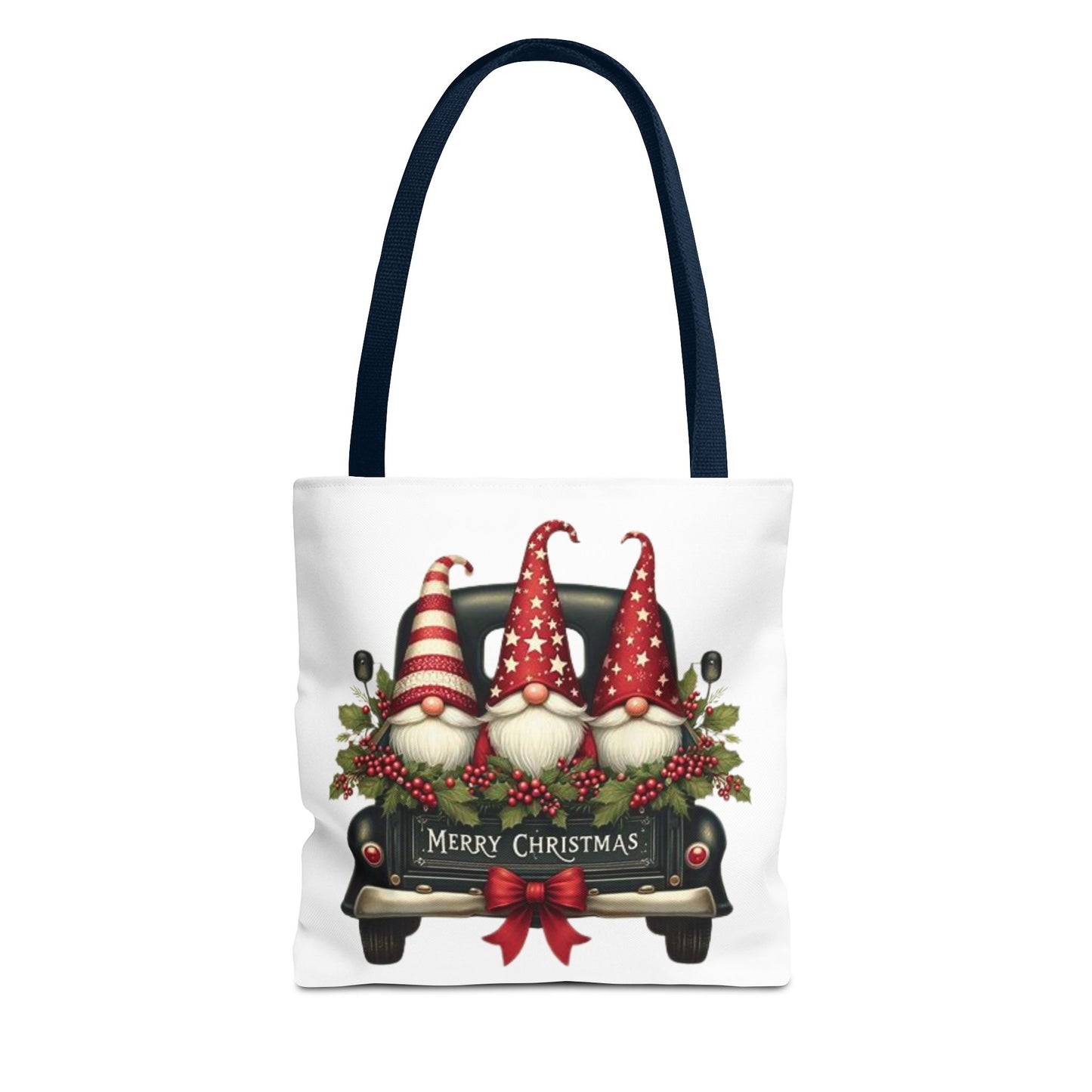 3 Christmas Gnomes in Truck Tote Bag, Fun Holiday Gift