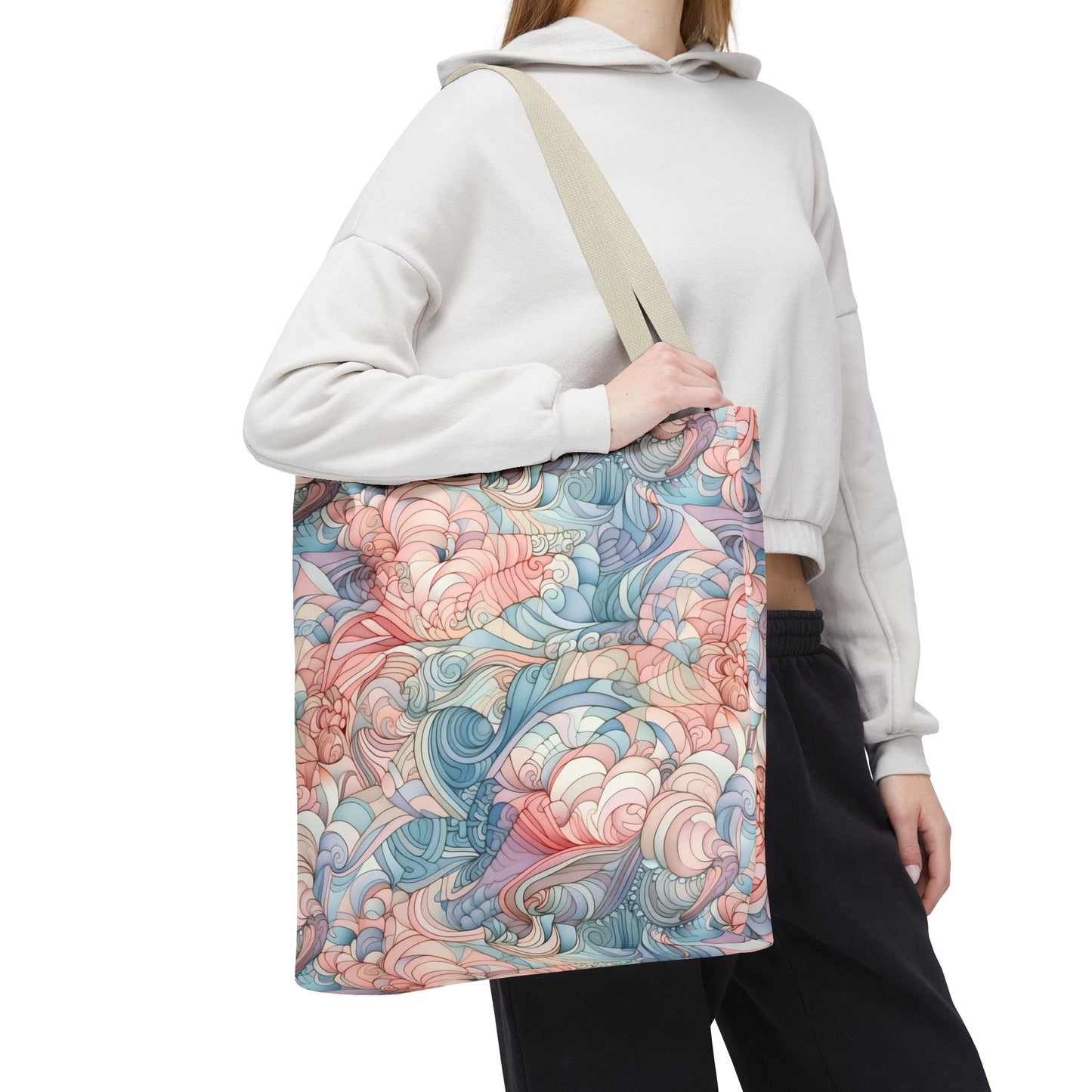 Artistic Tote Bag with a Colorful Swirl Design