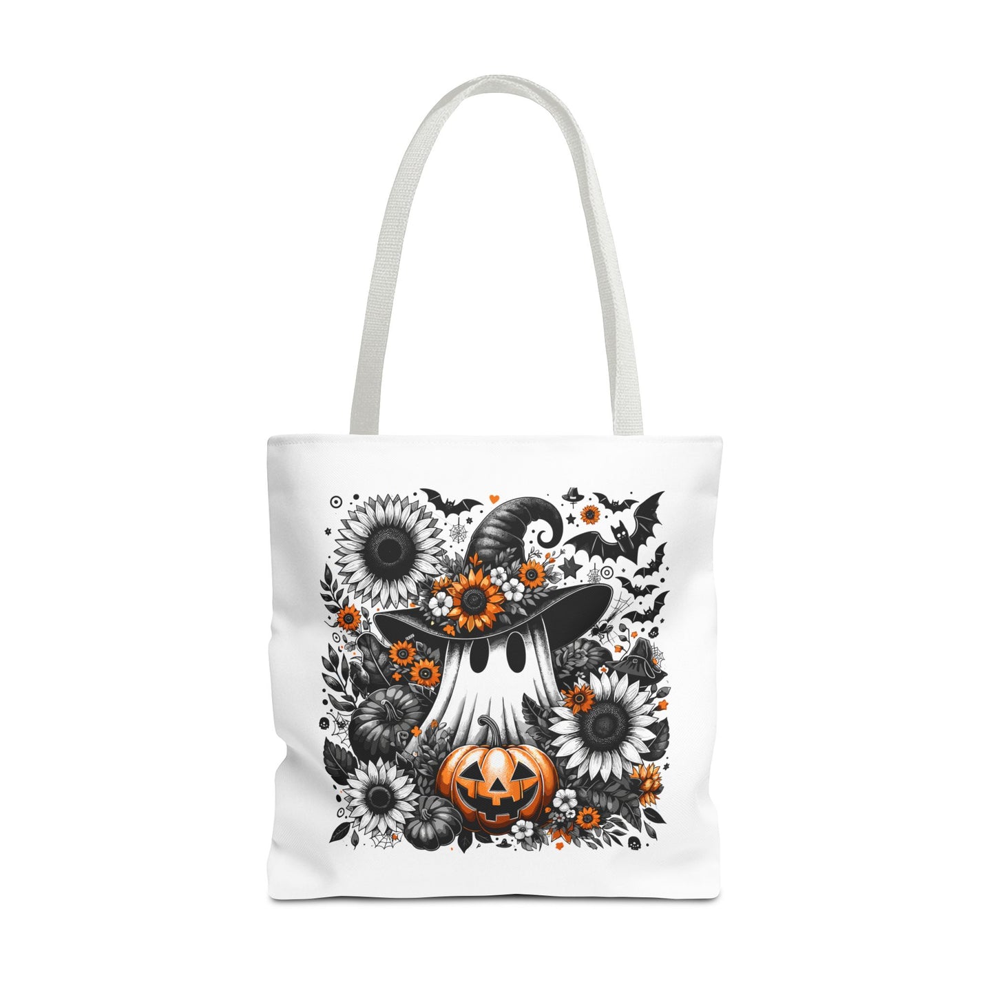 Whimsical Halloween Tote Bag, Pumpkin Ghost Design,