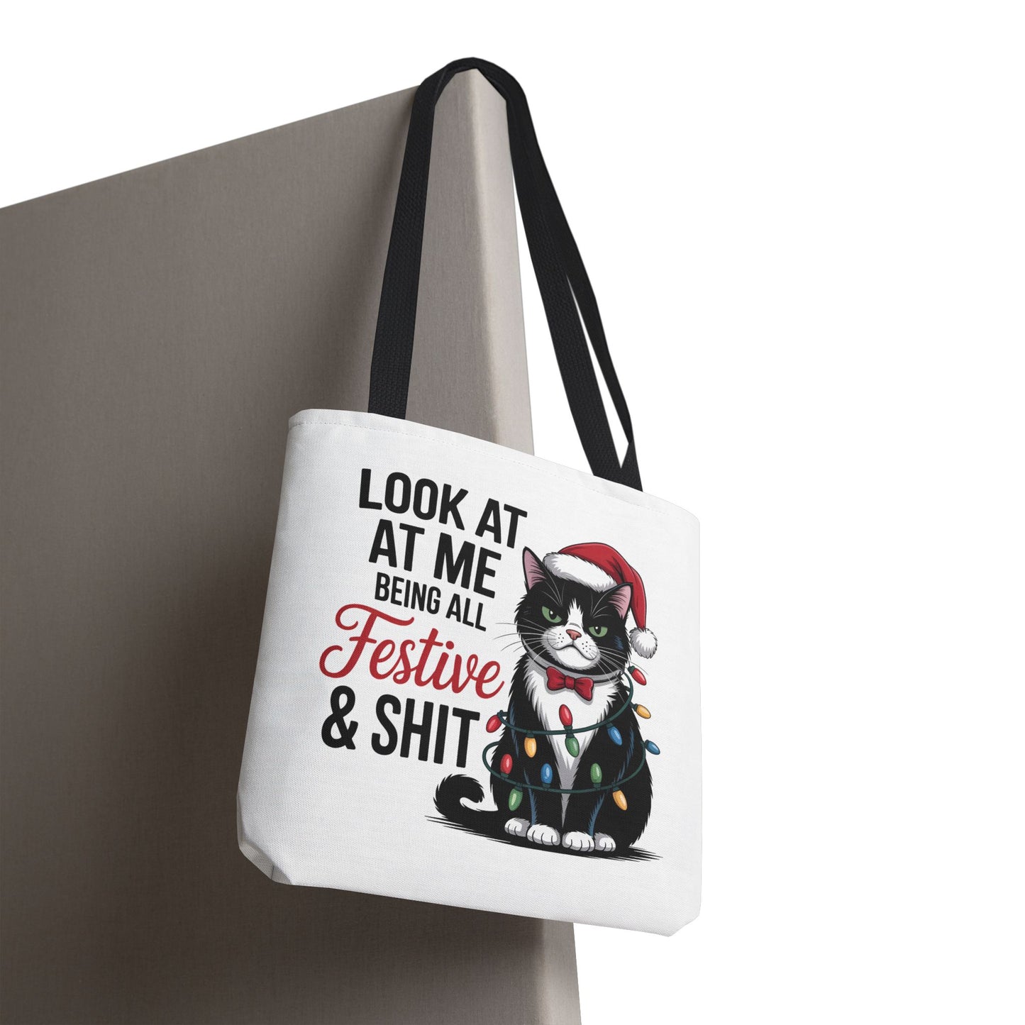 Funny Festive Cat Tote Bag