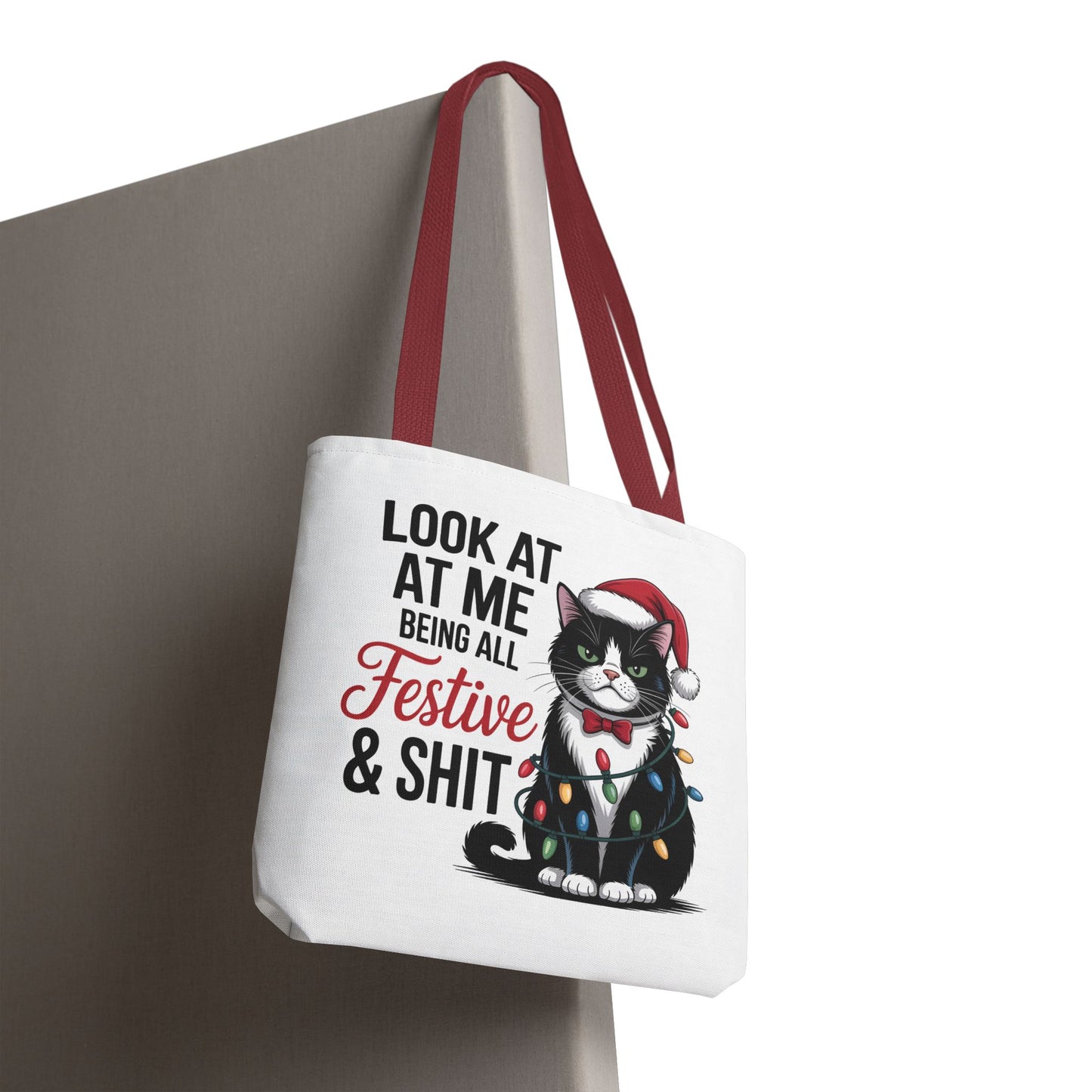 Funny Festive Cat Tote Bag