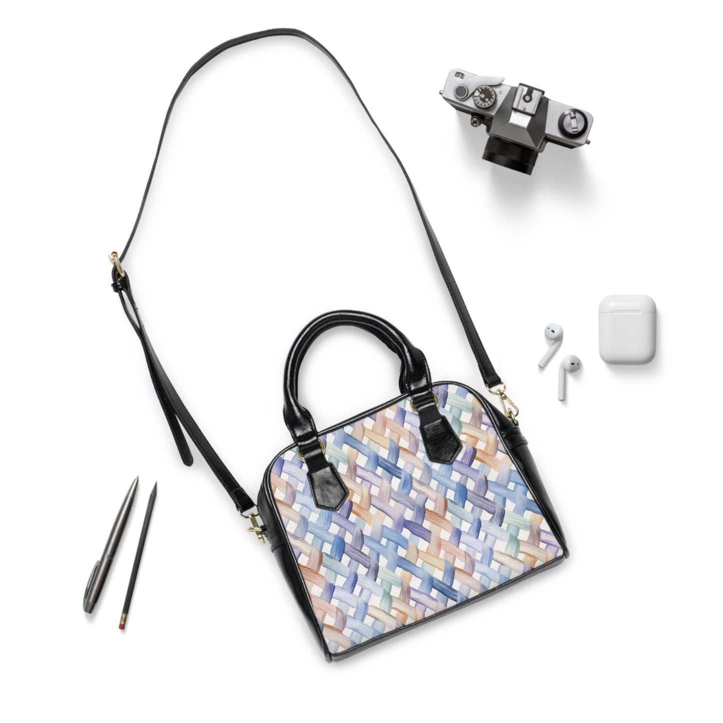 Woven Pattern Shoulder Handbag