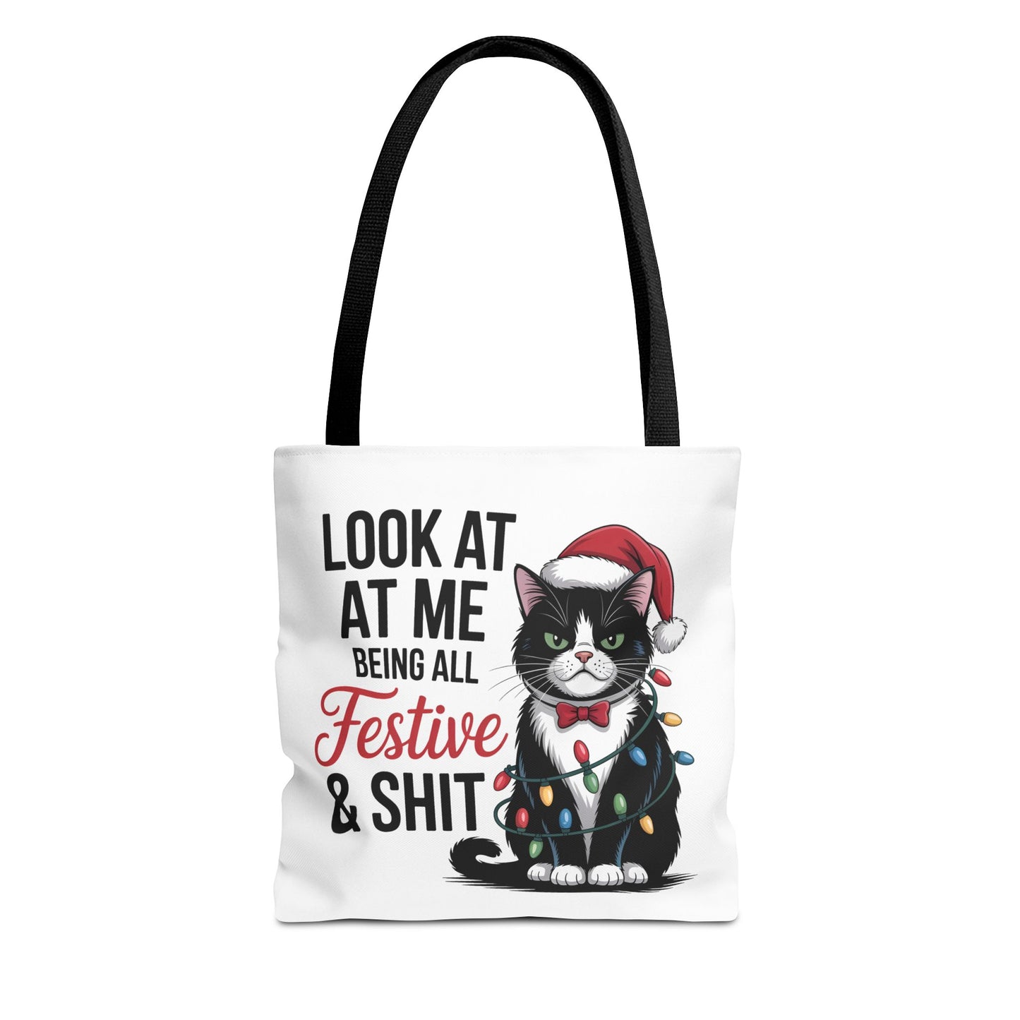 Funny Festive Cat Tote Bag