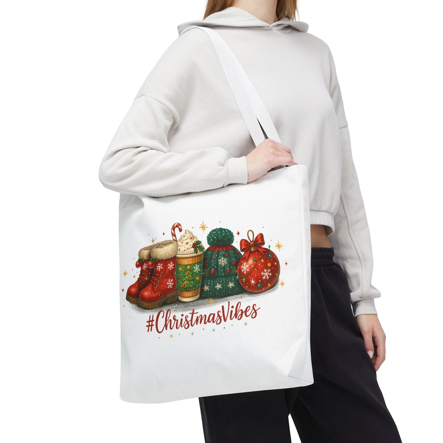 Christmas Vibes Tote Bag for Holiday Shopping