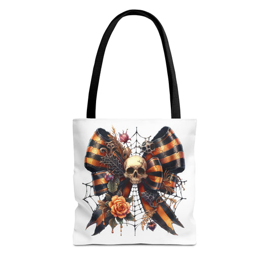 Halloween Skull & Ribbon Tote Bag