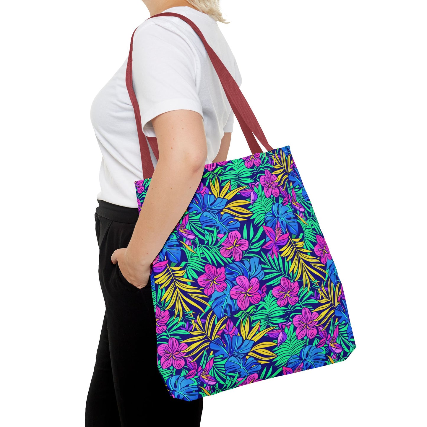 Tropical Floral Tote Bag, Beach Bag, Shopping Tote