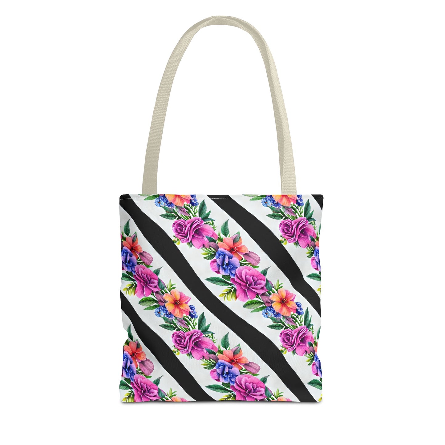 Floral Stripe Tote Bag,