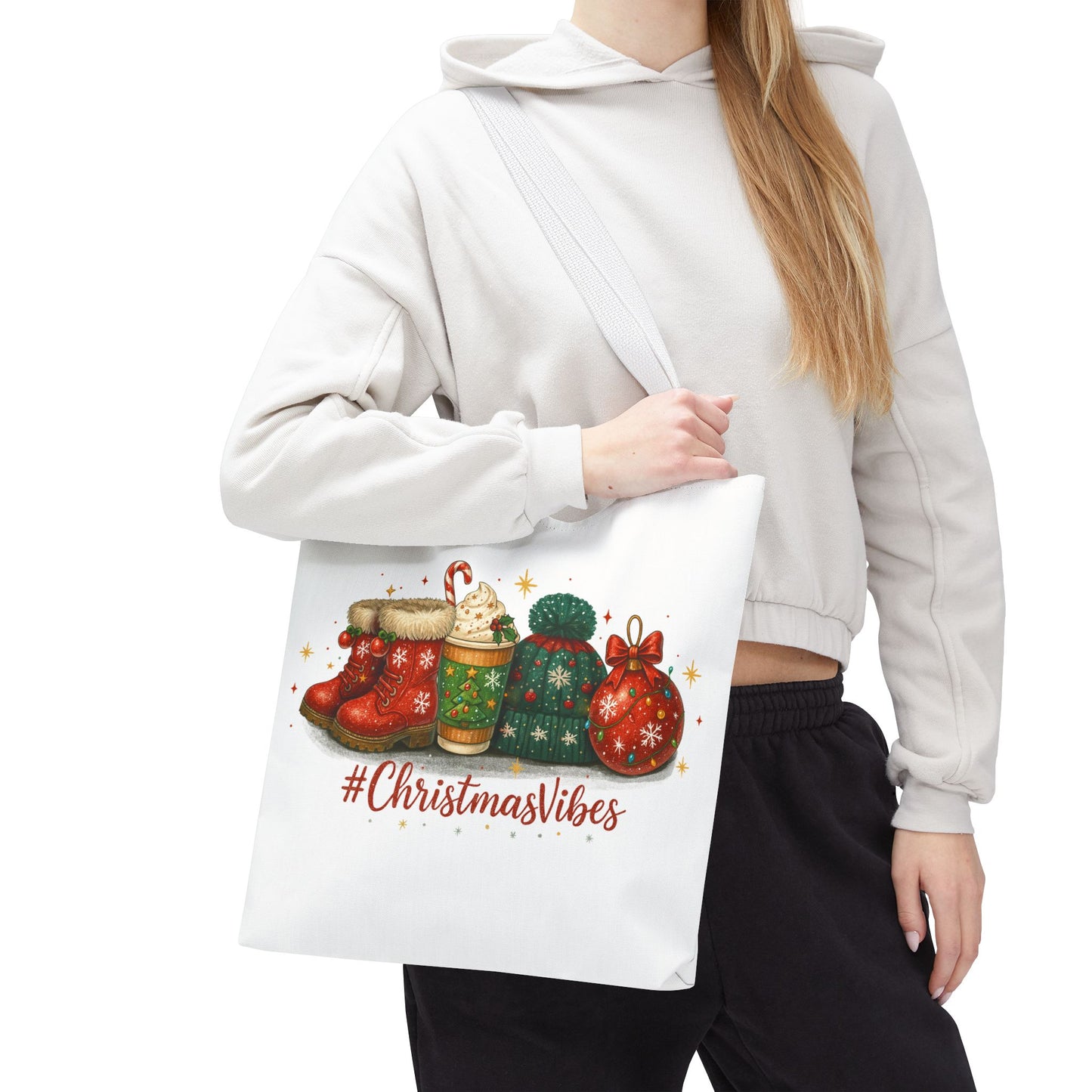 Christmas Vibes Tote Bag for Holiday Shopping