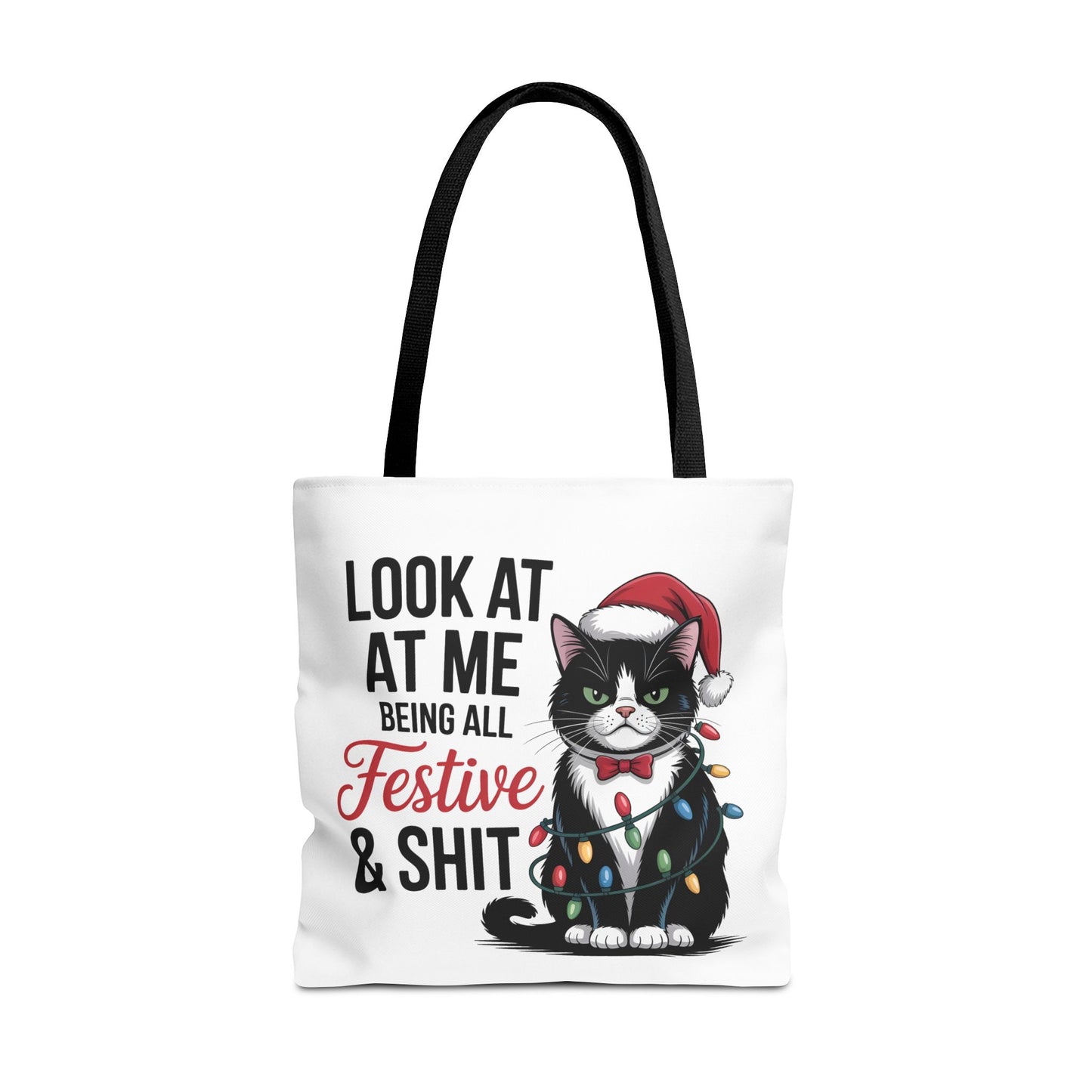 Funny Festive Cat Tote Bag