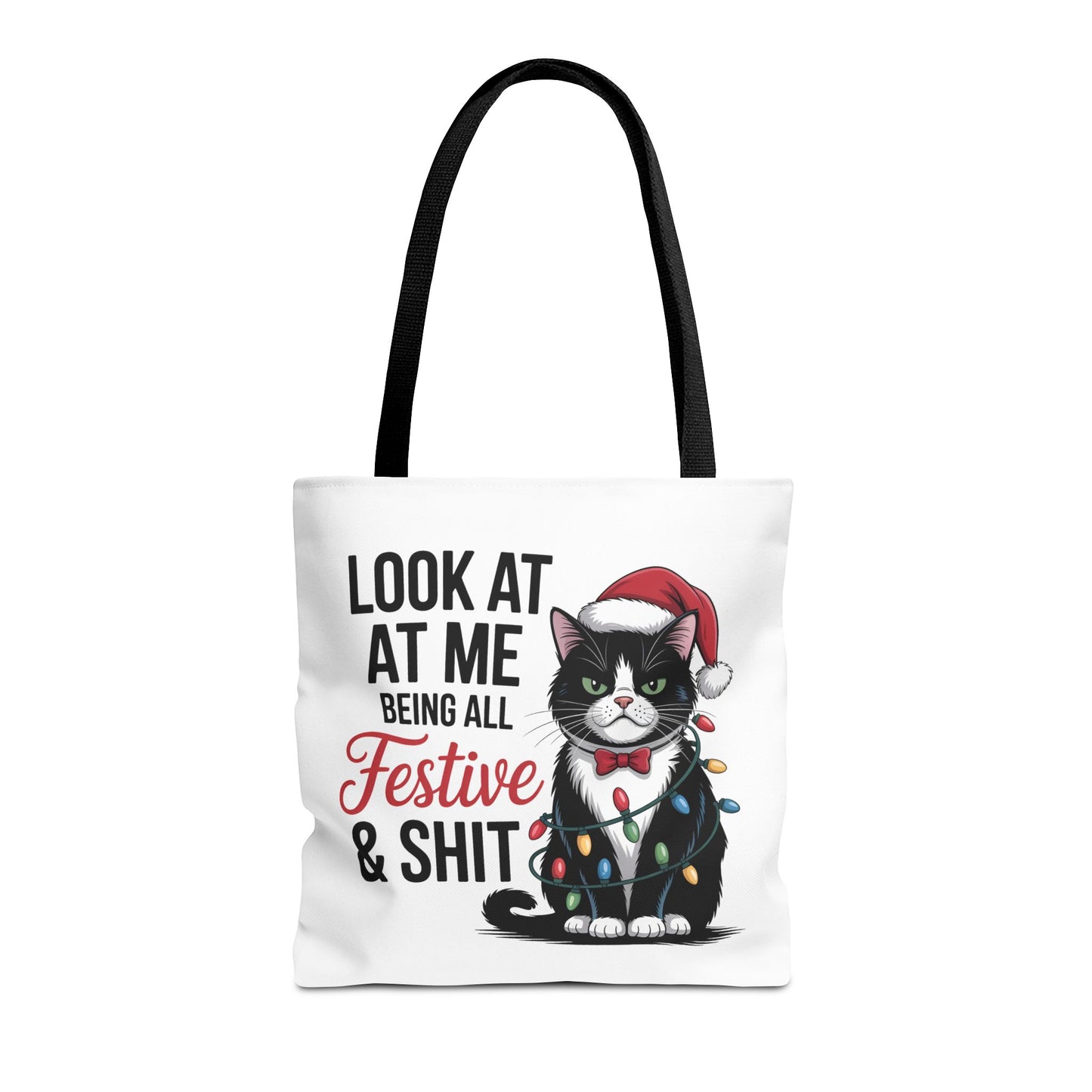 Funny Festive Cat Tote Bag