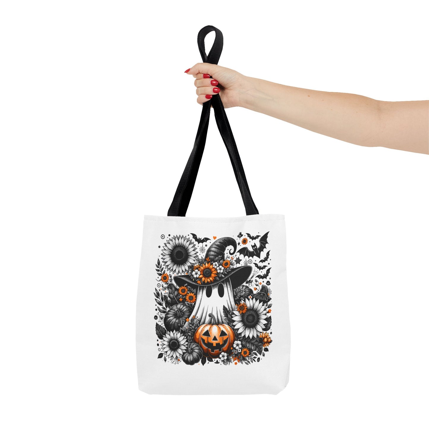 Whimsical Halloween Tote Bag, Pumpkin Ghost Design,