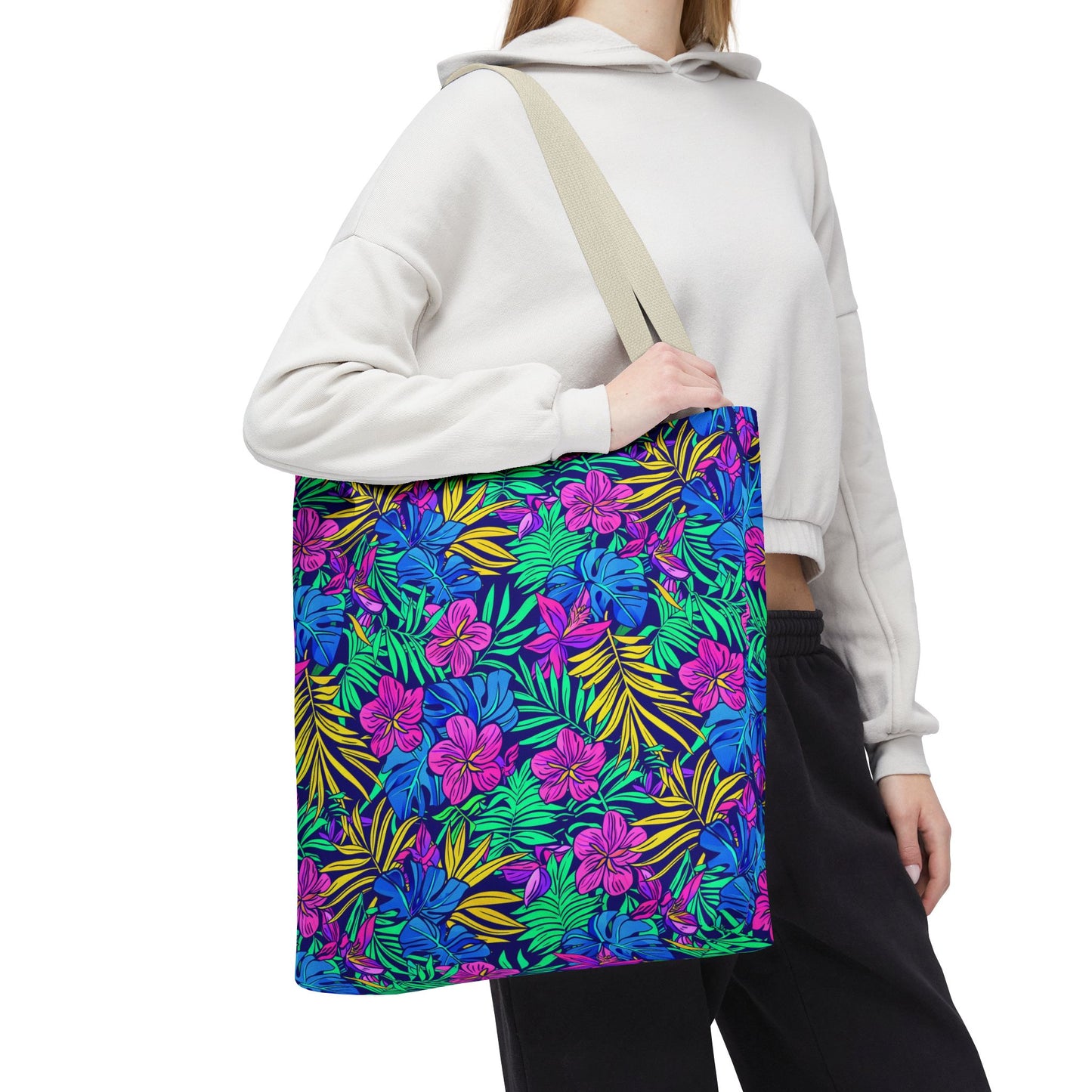 Tropical Floral Tote Bag, Beach Bag, Shopping Tote