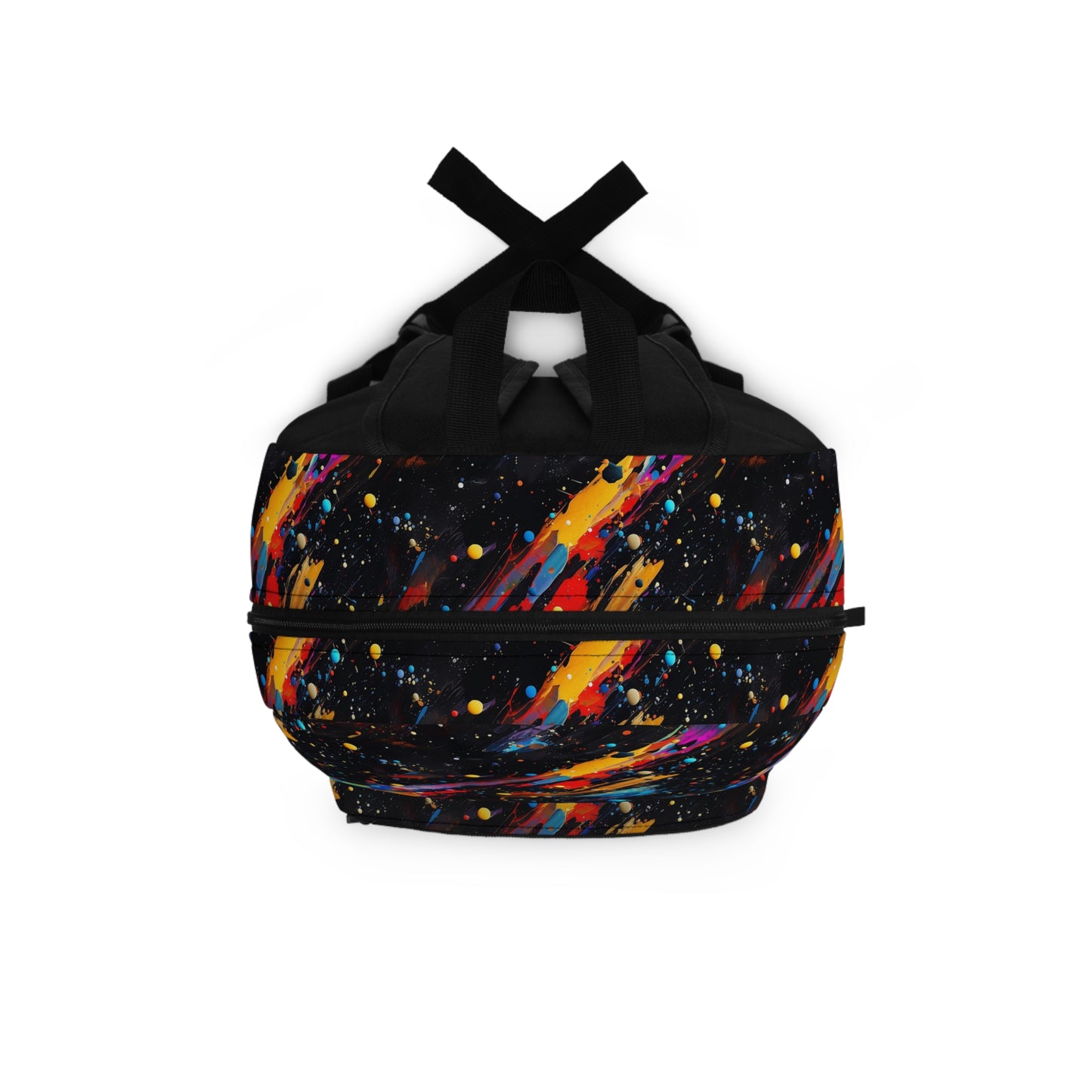 Colorful Galaxy Backpack on a Black Background