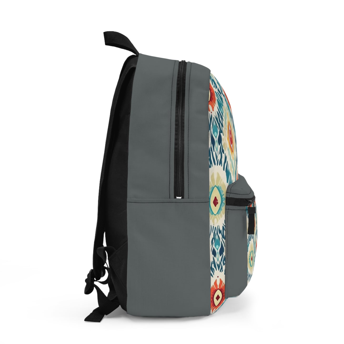 Colorful Pattern Highlights the Grey Backpack