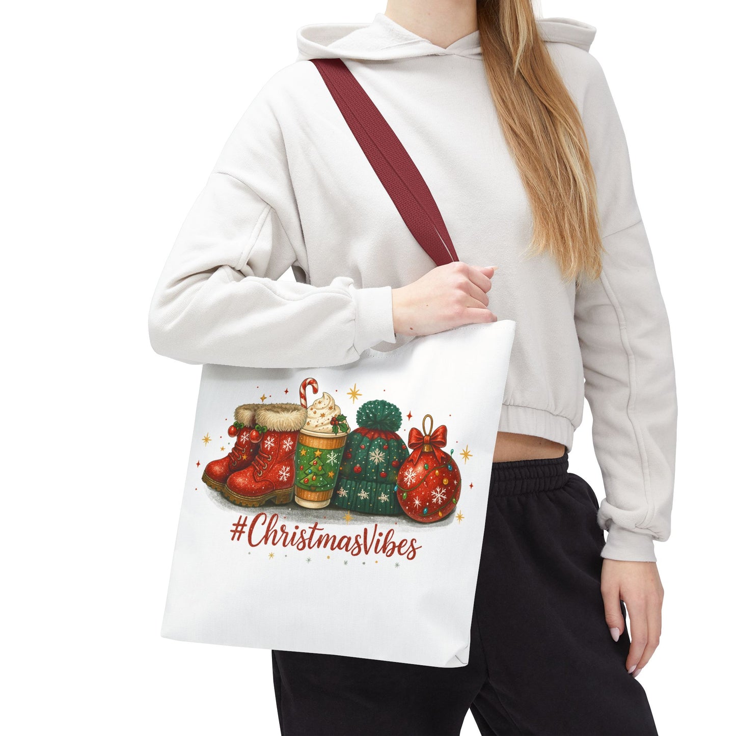 Christmas Vibes Tote Bag for Holiday Shopping