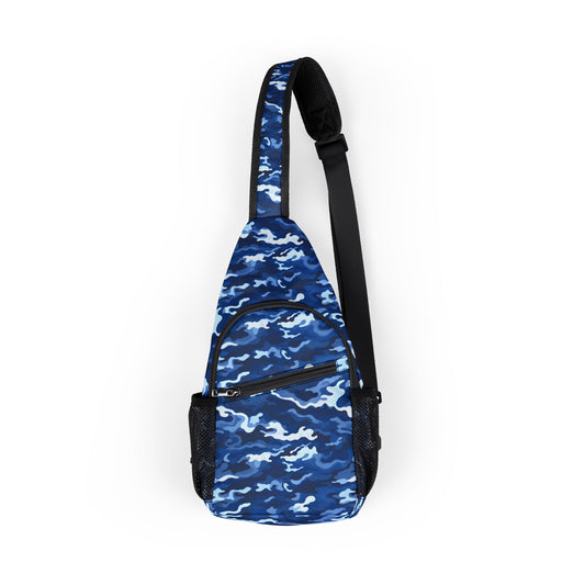 Stylish Blue Camo Chest Bag, Perfect for Outdoor Adventures
