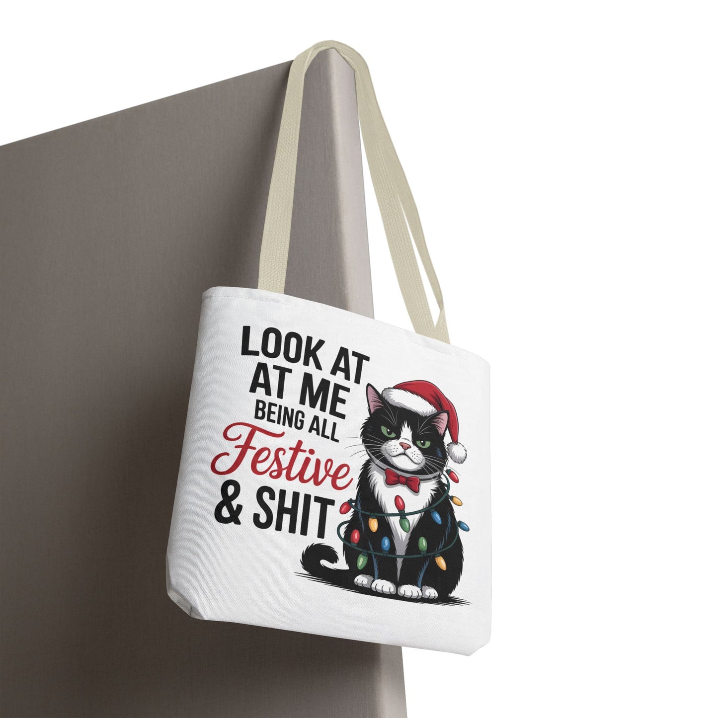 Funny Festive Cat Tote Bag