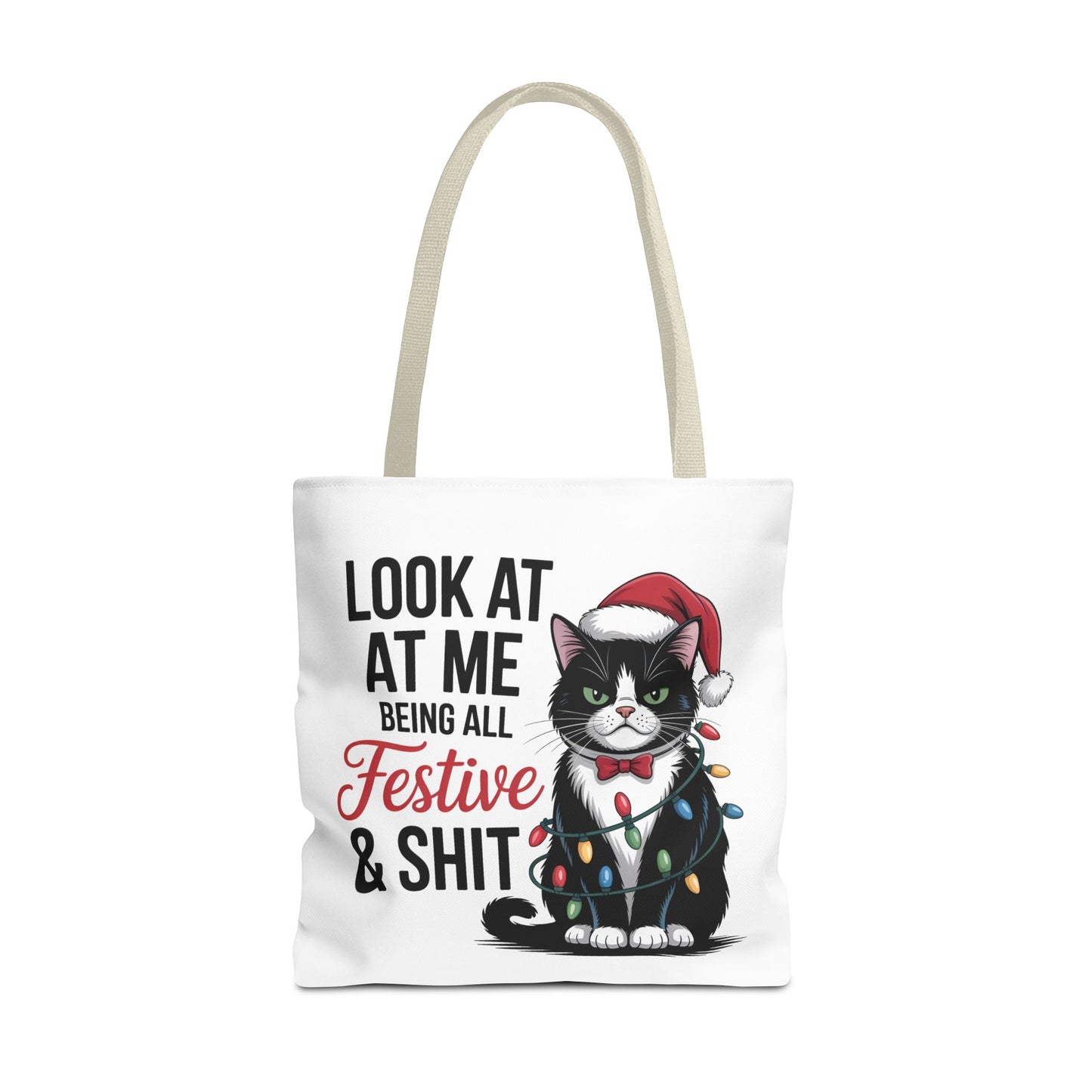 Funny Festive Cat Tote Bag