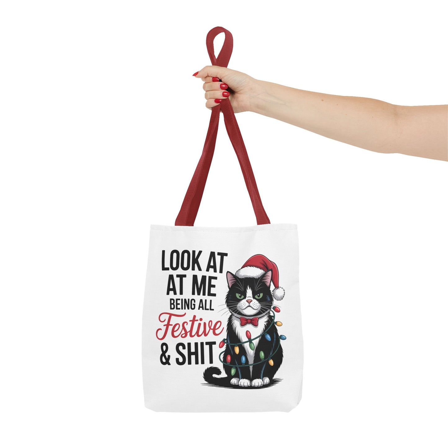 Funny Festive Cat Tote Bag