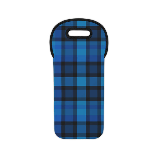 Stylish Blue Plaid Wine Tote Bag for Picnics, Weddings, Housewarming, Gifts