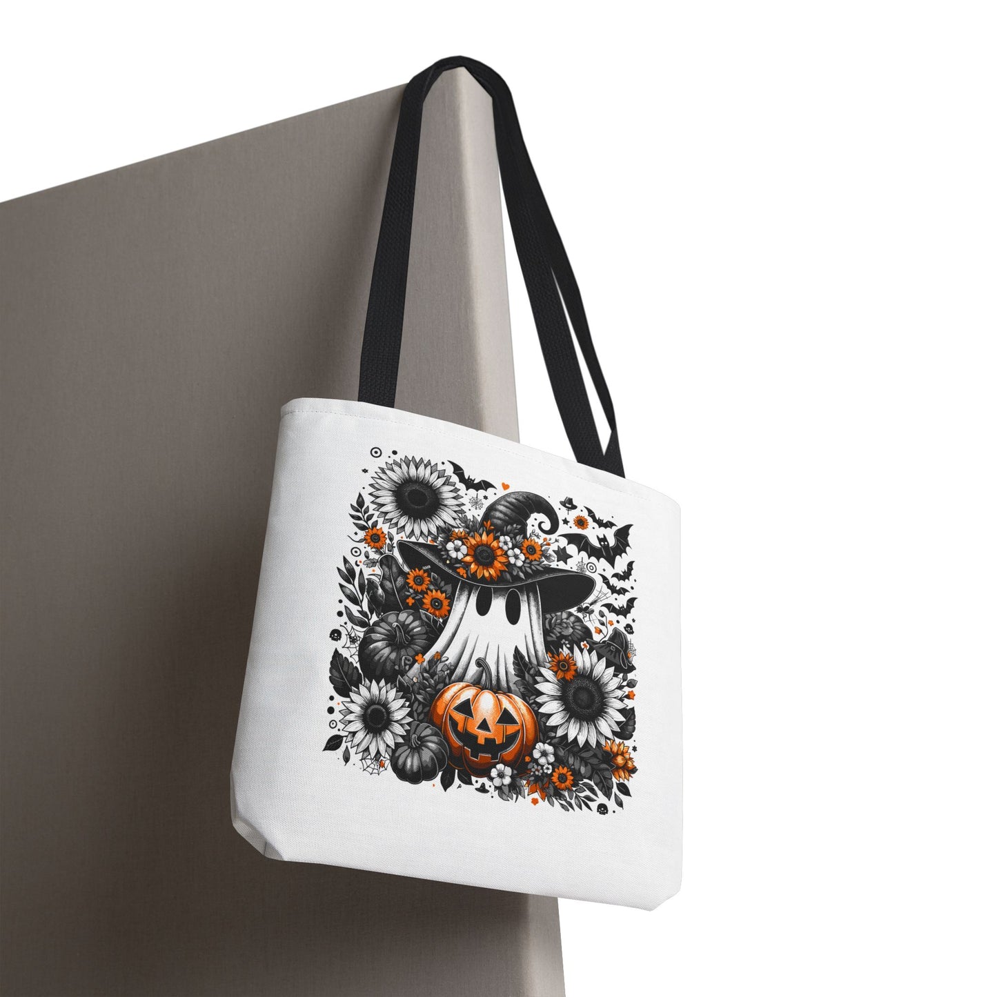 Whimsical Halloween Tote Bag, Pumpkin Ghost Design,
